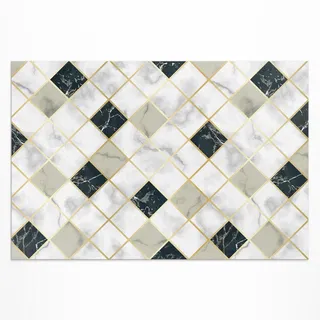 Wallfluent Teppich 80x120 cm Schöner Marmor Steinoptik , Blaugrau , Kunststoff , 80x120 cm , Teppiche und Böden, Teppiche