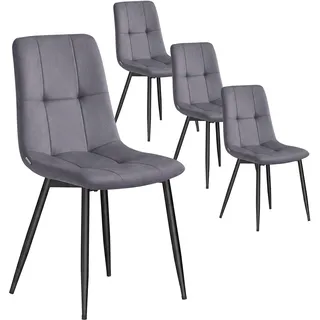 VASAGLE Esszimmerstuhl Samt schiefergrau 4er Set