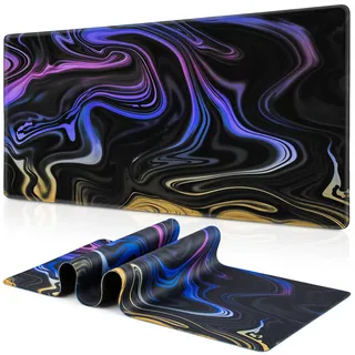 Abetcabe Gaming Mauspad XXL, Mousepad 900 x 400mm, Fluid Art Mauspad groß Vernähte Kanten WassXerdicht Anti-Rutsch für PC, Laptop Verbessert Präzision und Geschwindigkei