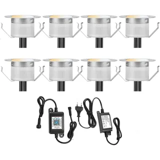 SUBOSI 6er Bluetooth Smart Dimmbar 1W Warmweiß Kaltes Weiß, Weiß 3 in 1 LED Bodeneinbauleuchten 3000k-6000k Einbaustrahler, Ø45mm IP67 Wasserdicht LED Einbaustrahler Außen, timing function