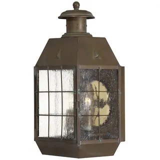 Wandleuchte außen Echt-Messing Glas E14 IP44 42,6 cm hoch Vintage Lampe Haus