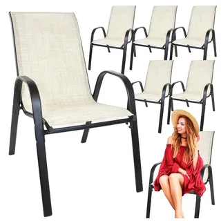Metall-Gartenstühle für Balkon, Terrasse, Gartenmöbelset, beige, 6er-Set - Beige