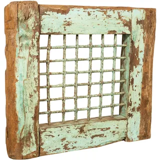 Biscottini Antikes Fenster aus Massivholz 69,5 x 8,5 x 62,5 cm – dekorative und funktionale Holzfenster – Vintage-Fenster aus Holz