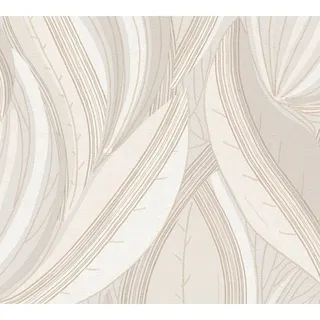 A.S. Création A.S. Creation Vliestapete, Blätter Floral Modern 10,05 m x 0,53 m Creme-Weiß FSC®
