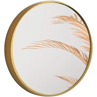 BD ART Wandspiegel Rund Spiegel 60 cm mit Gold eleganter Holzrahmen
