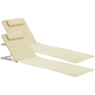 [en.casa] Strandmatten-Set 2 Tlg. Cellorigo , Beige , Textil, Metall , 160x42x49 cm , Gartenmöbel, Gartenliegen
