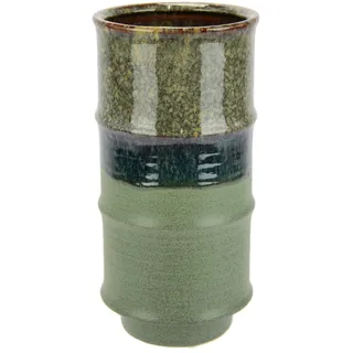 I.GE.A. "Blumenvase aus Keramik, geriffelt, Zylinderform, matt glänzend", Keramikvase, Dekoration, Vase für Blumen, Zweige und Kunstblumen,