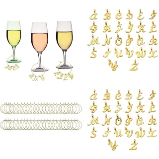 YJFY 102 Stück Glasmarkierung mit Schnallende Getränke Markierungen Becher Trinkgläser buntes glasmarker Wiederverwendbar DIY 26 Alphabets Glasmarkierung Für Trinkglas Weinglas Party Hochzeit Bar