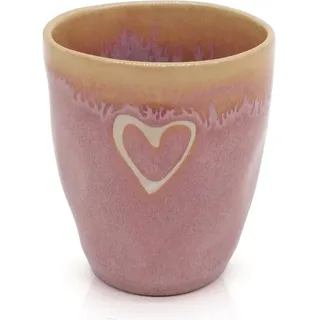 Mea-Living STONEWARE Espressobecher rosa Herz, handgemachtes Steingut, 150 ml, wunderschönes handmade Geschirr