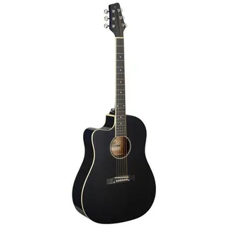 Stagg Cutaway, akustisch-elektrische Slope Shoulder Dreadnought Gitarre, Schwarz,