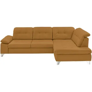 Beldomo Speed Ecksofa , Currygelb , Leder , Echtleder , Rindleder , Ottomane rechts, nicht einzeln stellbar, L-Form , 309x211 cm , Goldenes M , Typenauswahl, Bettkasten erhältlich, Fußauswahl, Lederauswahl, Stoffauswahl, Sitzqualitäten, seitenverkehrt erhältlich, Bettfunktion erhältlich, Hocker erhältlich, Rückenfutter , Wohnzimmer, Sofas & Couches, Wohnlandschaften, Ecksofas