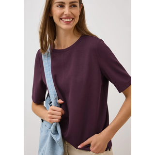 Sweatshirt CECIL, Damen, Gr. XS (36), rot (mulberry rot), Sweatware, Obermaterial: 48% Viskose, 45% Polyester, 7% Elasthan, unifarben, hüftbedeckend, Rundhals, Sweatshirts Sweatshirt, kurzarm, mit Rundhals