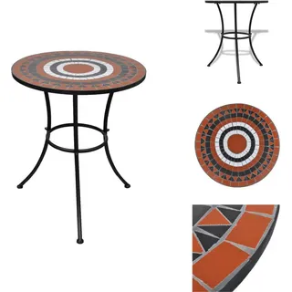 vidaXL Bistrotisch Terracotta-Rot und Weiß 60 cm Mosaik - Gartentische - Weiß