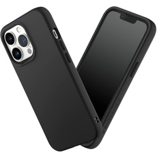 RhinoShield Case kompatibel mit [iPhone 13 Pro Max] | SolidSuit - Stoßdämpfende & schlanke Schutzhülle mit Premium Finish - 3.5 Meter Fallschutz - Austauschbare Kamera-Ringe - Klassik Schwarz