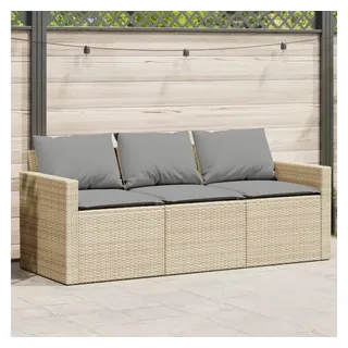 vidaXL Gartensofa 3-Sitzer Loungesofa beige