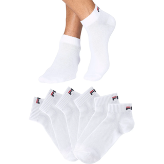 Kurzsocken FILA "UNISEX INVISIBLE PLAIN SOCKS", Damen, Gr. 35-38, weiß (6x weiß), Baumwolle, Elasthan, Polyester, uni, elastisch, Socken Kurzsocken, Baumwollmischung, Rippenbündchen, flache Zehennaht