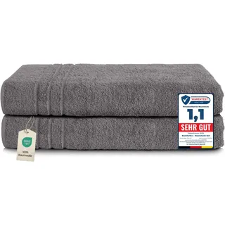 Komfortec 2er Saunatuch Set 80 x 200 cm grau