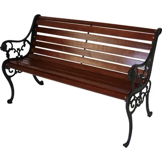DEGAMO Gartenbank STRASSBURG 2-sitzer, Gusseisen schwarz, Hartholz mahagonifarben - Braun, Schwarz