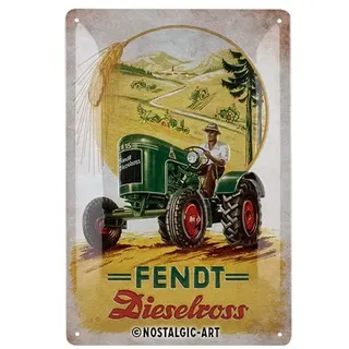 Nostalgic-Art Retro Blechschild, 20 x 30 cm, Fendt – Dieselross – Geschenk-Idee für Traktor-Fans, Original Lizenzprodukt (OLP), aus Metall, Werkstatt-Deko im Vintage Design, Blechschilder Sprüche