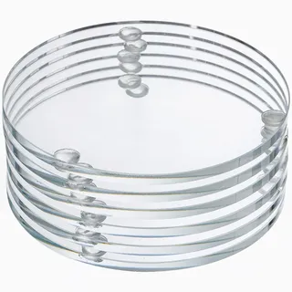 YOUEON 6er Set runder Glasuntersetzer, 9 cm Kristalluntersetzer Dekorative Glasuntersetzer Klarglasuntersetzer für Tassen, Becher, Esstische, Büro, Küche, Heimdekoration und Partys