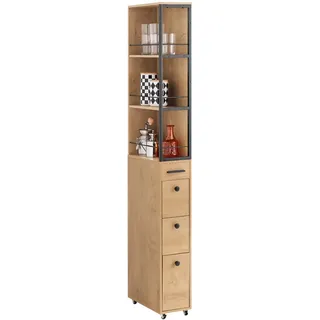 SoBuy NSR13-N Hochschrank 20 x 170 x 40 cm Schwarz Holz/Metall