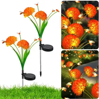 Gartendeko Solarlampen Solarleuchten für Außen Garten, 2x Solar Blumen Lampe Gartenleuchte für Rasen Terrasse Party Hochzeit Balkon Deko Beleuchtung