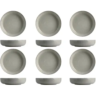 H&H Set 6 Suppenteller Pearl 19 cm grau