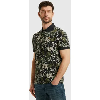 PME LEGEND Poloshirt »Short sleeve polo printed fine pique« mit floralen Muster, grau