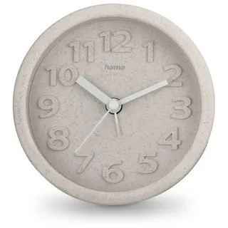 Hama Wecker analoger Wecker, ohne Ticken, 1 Weckzeit | Wecker mit Stunden-, Minuten- und Sekundenzeiger in beige, 3D Ziffern, nachhaltiges Design, mit Batterie