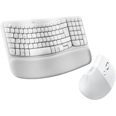 Logitech Wave Keys und Lift vertikale Maus – Ergonomisches Bundle – kabellose Tastatur mit gepolsterter Handballenauflage und vertikale kabellose Maus – Bluetooth, Multi-OS, Windows/Mac - Weiß