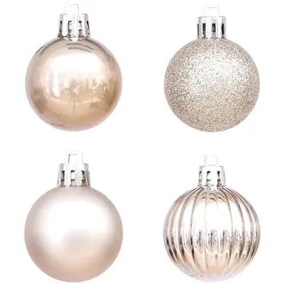Wellhome Weihnachtskugel-set In Pet-röhre Mit Verschiedenen Designs Und Oberflächen 100 Stücke - White / Gold - One Size