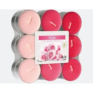 TEELICHTER DUFT - Teelichter mit entspannendem Duft | Duftteelichter, Duftkerzen, bunte Teelichter | 18 Stk. I 4 Stunden Brenndauer (Rose)