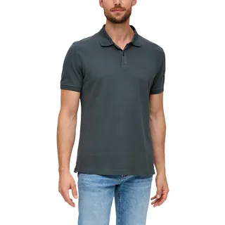 Poloshirt S.OLIVER, Herren, Gr. S, grau (dunkelgrau), Jersey, Obermaterial: 100% Baumwolle, unifarben, regular fit hüftlang, Rundhals, Rippbündchen, Shirts Poloshirt, mit Logostickerei