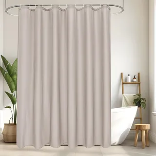 EurCross Überlänge Duschvorhang 180x230 Wasserdicht Textil Stoff Badvorhang für Badezimmer, Sandfarben Antischimmel Antibakteriell Waschbar Duschvorhänge mit 12 Ringen