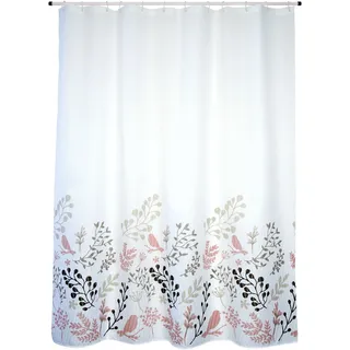 MSV Duschvorhang Premium Vögel aus Polyester 180x200cm in beige, 30 x 20 x 15 cm