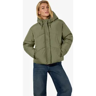 Steppjacke NOISY MAY "NMTENNA L/S SHORT JACKET NOOS", Damen, Gr. M, grün (kalamata), Web, Obermaterial: 100% Polyester, unifarben, Jacken Steppjacke