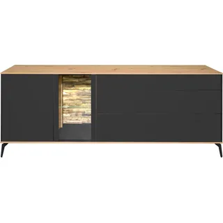 Mäusbacher Lowboard Faro Lowboard B 207 cm, inkl. Beleuchtung, Push to open, Metallfüße, grau