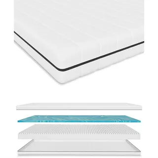 Schlaftroll Kaltschaummatratze Orthopädische Härtegrad H2 / H10 200 x 200 cm , Weiß , Textil , H2 + H3 , Rechteckig , 200x200 cm , Oeko-Tex® Standard 100 , Schlafzimmer, Matratzen, Kaltschaummatratzen