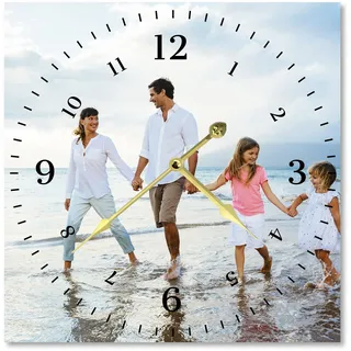 S&H&OU Benutzerdefinierte Wanduhr, Fotowanduhren für Wohnzimmerdekoration mit Foto, leise Wanduhr für Kinder, Personalisierte Fotowanduhr zum Aufhängen von Geburtstagsfotos(40cm)