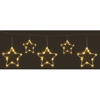 Spetebo Metall Stern Lichtervorhang warm weiß - 120 cm / 45 LED - Fenster Deko Beleuchtung mit Timer Batterie betrieben