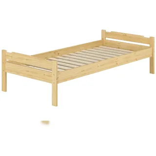 Erst-Holz Einzelbett Bettrahmen Kiefer natur 80x200 Massivholzbett Zubehör wählbar V-60.31-08Rollrost inkl. - Naturbelassen