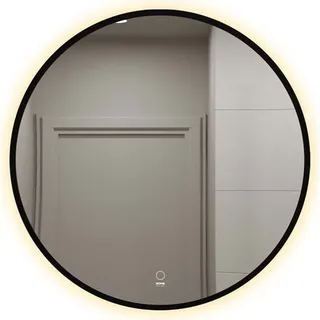 Home Deluxe LED-Spiegel Rund DUBI 80 cm - Beschlagfrei & Dimmbar|Badezimmerspiegel, Badspiegel mit Beleuchtung, Wandspiegel - Schwarz