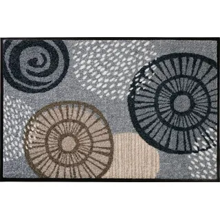 Erwin Müller Fußmatte Neuwied, Schmutzfangmatte, Sauberlaufmatte Blumen silber/braun Größe 75x120 cm - langlebig, pflegeleicht, rutschfest, für Fußbodenheizung geeignet