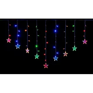 Vorhang 252 LED Mehrfarbig Sterne 4x09mt Außen Lichter Weihnachten Saison Dfh