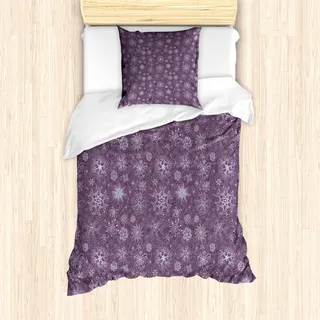 ABAKUHAUS Schneeflocke Mantele, Weihnachten Blumen, Milbensicher Allergiker geeignet mit Kissenbezügen, 135 cm x 200 cm - 80 x 80 cm, Lavendel Violett - Violett
