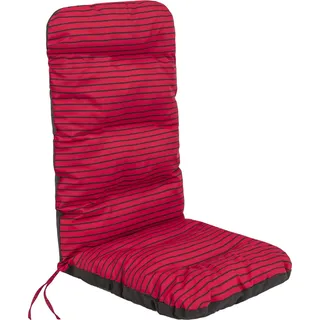 Hobbygarden Stuhlauflagen Kissen für Gartenmöbel Gartenmöbelauflagen - Basia - 123 x 48 x 7 cm - Rot mit Streifen - Rot