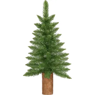 Künstlicher Weihnachtsbaum grüne Tanne mit echtem Stamm 100 cm - Grün