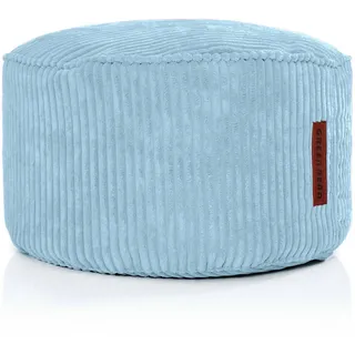 Green Bean Indoor Sitzhocker Pouf "Cord" 45x25cm mit EPS Perlen Füllung - Cordstoff kuschelig, weich, waschbar - Hellblau - Hellblau