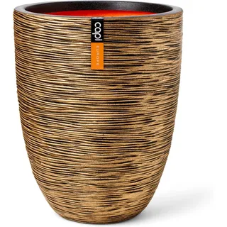 Capi Pflanzgefäß Elegant Niedrig Rib Ø 46 cm x 58 cm Gold-Schwarz
