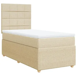 Boxspringbett mit Matratze Creme 80x200 cm Stoff - Creme